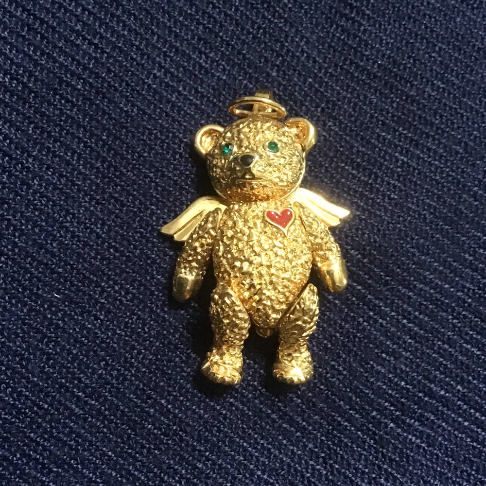 Vintage Batya Angel bear club brooch or pendant